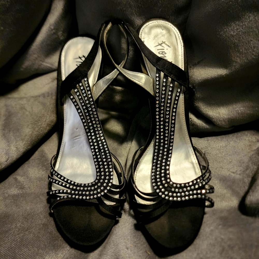 Black Heels with Rhinestone Accents